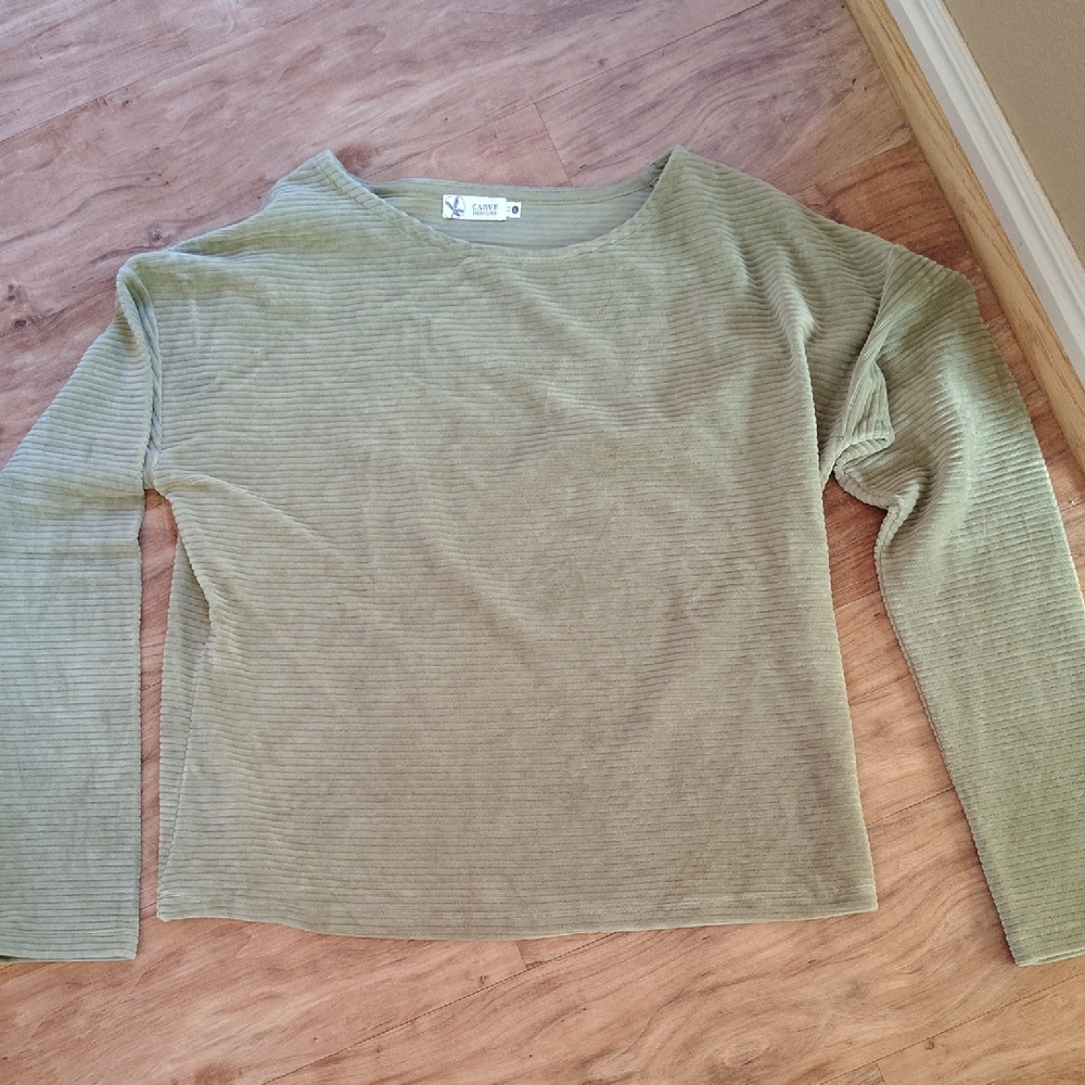 Carve Designs Sage Velour Ribbed Top